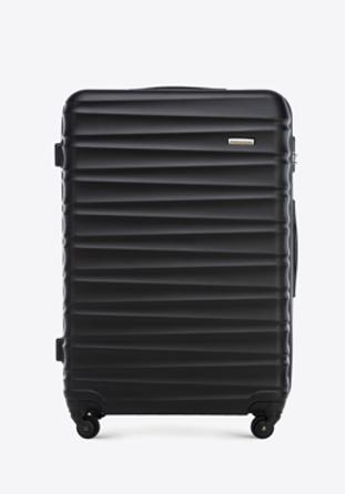 DuÅ¼a walizka z ABS-u z Å¼ebrowaniem, czarny, 56-3A-313-11, ZdjÄ™cie 1