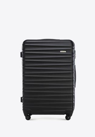 Duża walizka z ABS-u z żebrowaniem czarna