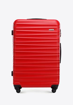 Duża walizka z ABS-u z żebrowaniem, czerwony, 56-3A-313-35, Zdjęcie 1