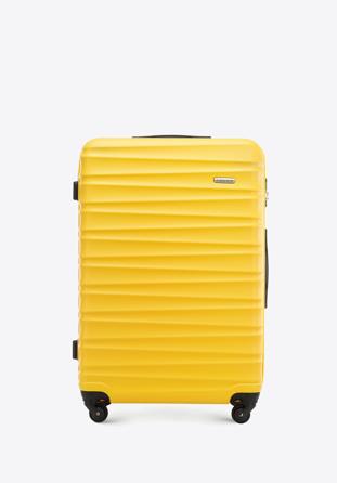 Duża walizka z ABS-u z żebrowaniem żółta