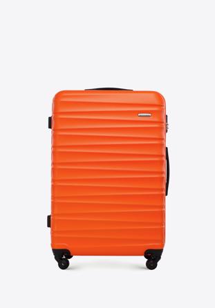 Duża walizka z ABS-u z żebrowaniem pomarańczowa