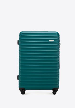 Duża walizka z ABS-u z żebrowaniem zielona