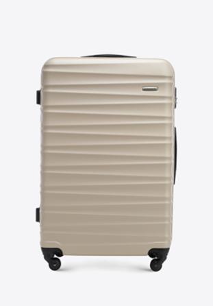 Duża walizka z ABS-u z żebrowaniem, beżowy, 56-3A-313-86, Zdjęcie 1