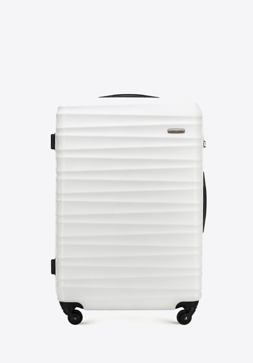 Duża walizka z ABS-u z żebrowaniem, biały, 56-3A-313-70, Zdjęcie 1