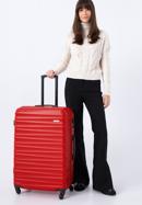 Duża walizka z ABS-u z żebrowaniem, czerwony, 56-3A-313-11, Zdjęcie 15