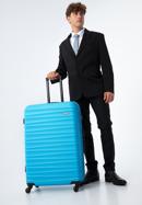 Duża walizka z ABS-u z żebrowaniem, niebieski, 56-3A-313-89, Zdjęcie 16
