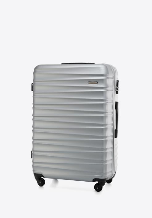 Duża walizka z ABS-u z żebrowaniem, szary, 56-3A-313-55, Zdjęcie 4