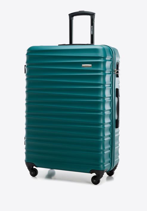Duża walizka z ABS-u z żebrowaniem, zielony, 56-3A-313-55, Zdjęcie 4