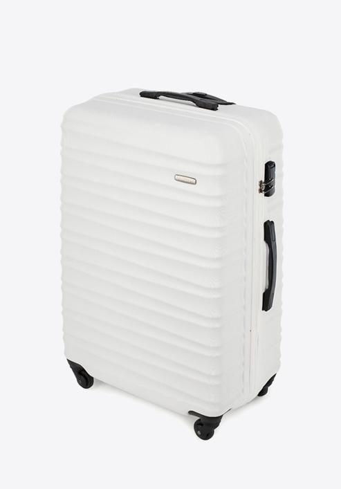 Duża walizka z ABS-u z żebrowaniem, biały, 56-3A-313-11, Zdjęcie 4
