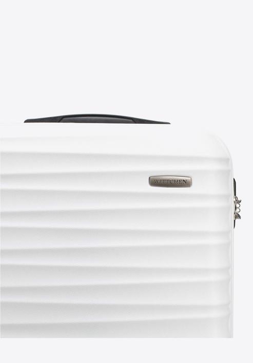 Duża walizka z ABS-u z żebrowaniem, biały, 56-3A-313-11, Zdjęcie 9