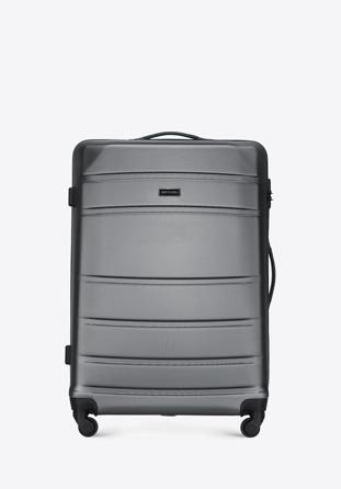 Duża walizka z ABS-u żłobiona szara