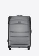 Duża walizka z ABS-u żłobiona, szary, 56-3A-653-34, Zdjęcie 1