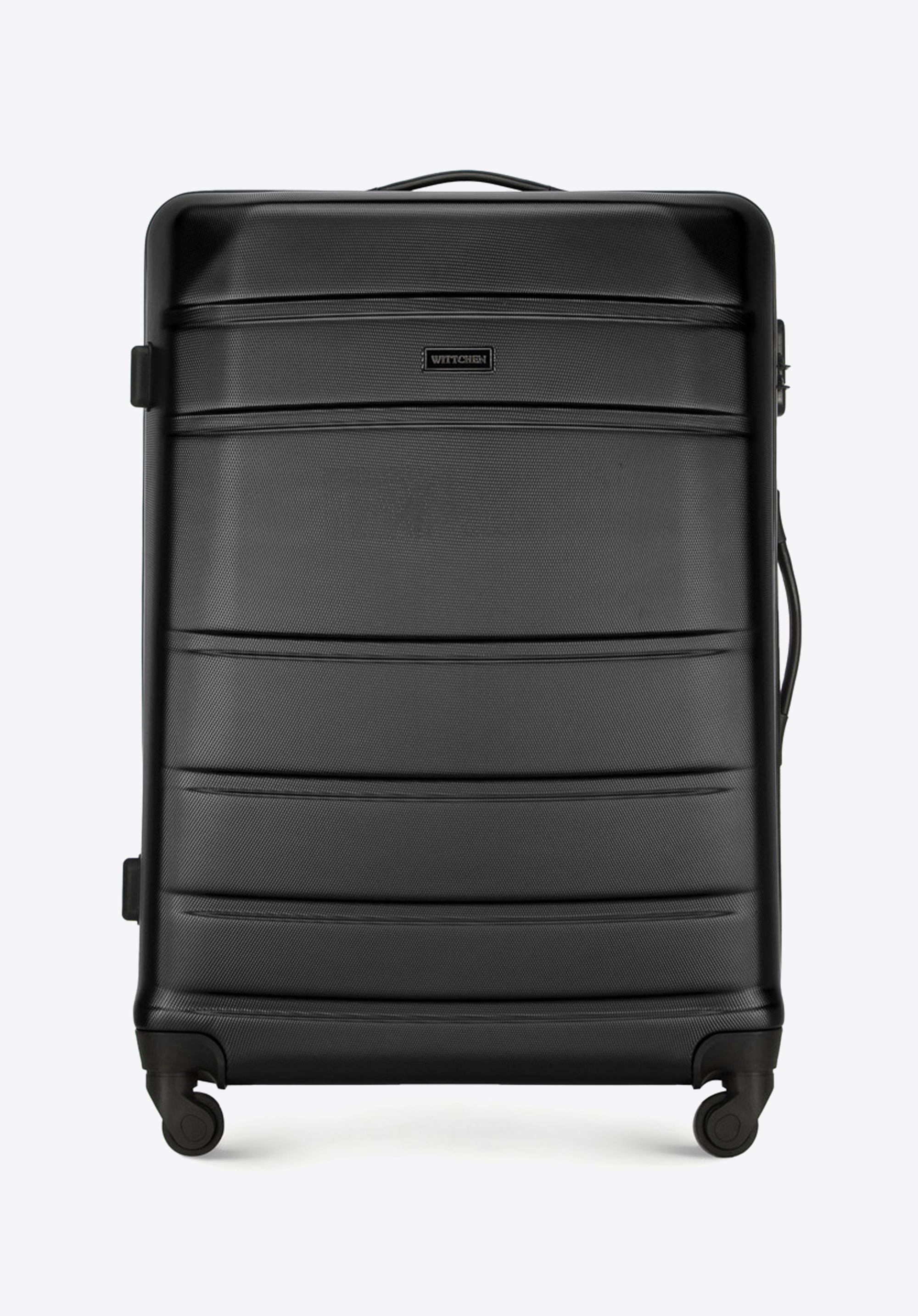 Duża walizka z ABS-u żłobiona, czarny, 56-3A-653-10, Zdjęcie 1