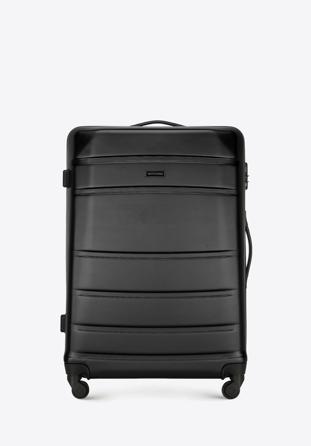 Duża walizka z ABS-u żłobiona czarna