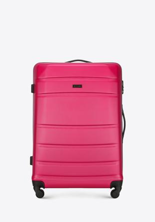 Duża walizka z ABS-u żłobiona różowa