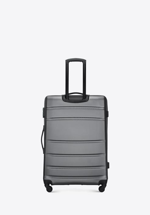 Duża walizka z ABS-u żłobiona, szary, 56-3A-653-01, Zdjęcie 3