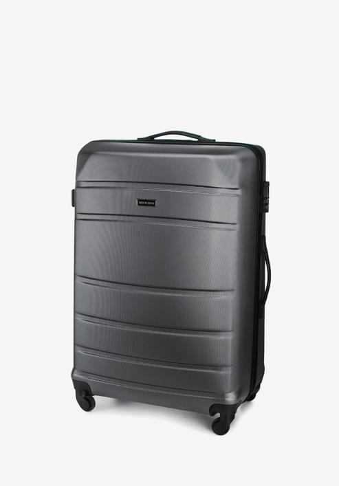 Duża walizka z ABS-u żłobiona, szary, 56-3A-653-90, Zdjęcie 4