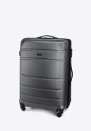 Duża walizka z ABS-u żłobiona, szary, 56-3A-653-01, Zdjęcie 4