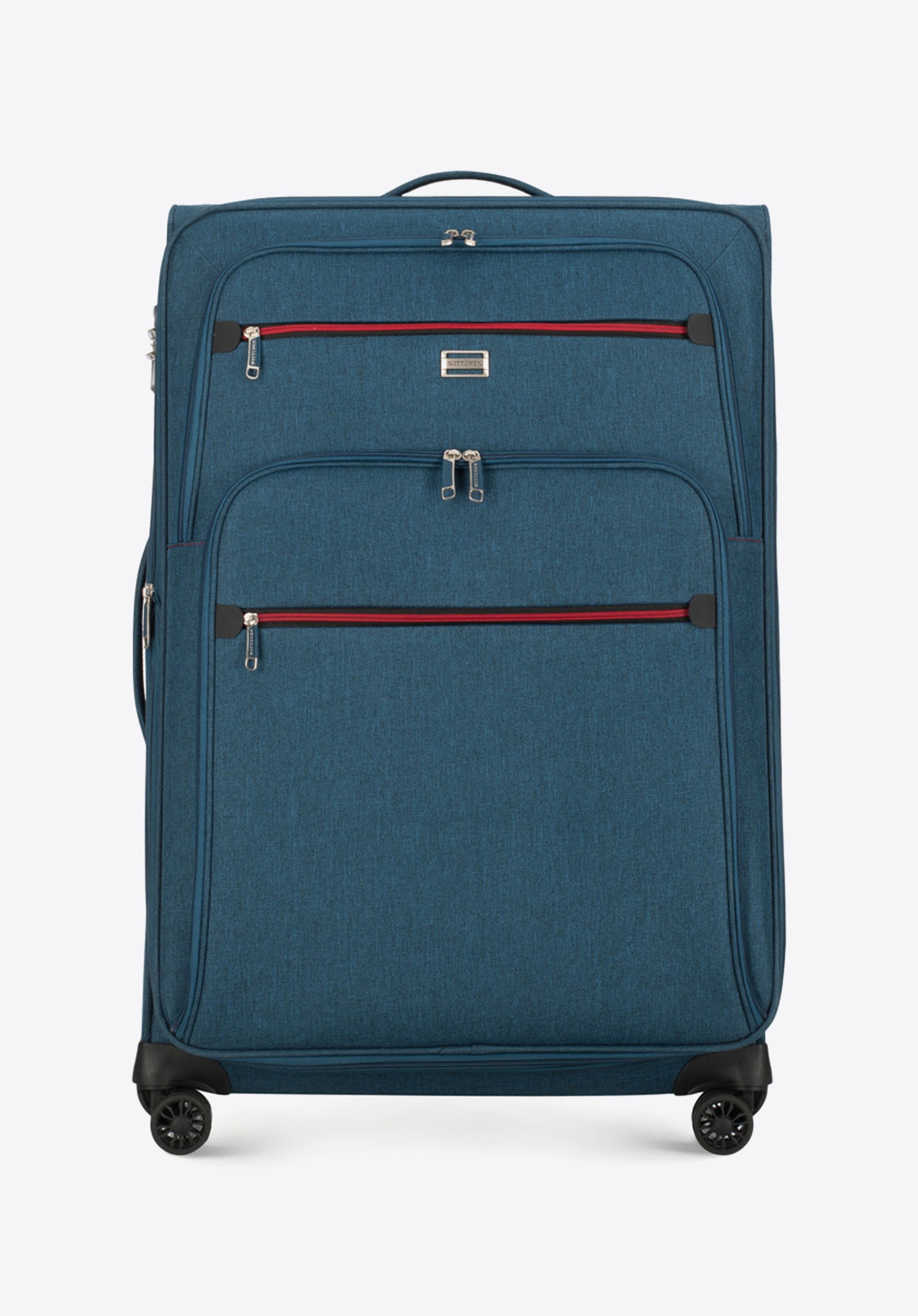 Large suitcase with colourful zipper, teal blue, 56-3S-503-91, Photo 1