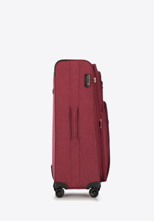 Duża walizka z kolorowym suwakiem, bordowy, 56-3S-503-12, Zdjęcie 2