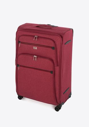 DuÅ¼a walizka z kolorowym suwakiem, bordowy, 56-3S-503-31, ZdjÄ™cie 1