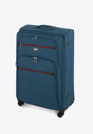 Large suitcase with colourful zipper, teal blue, 56-3S-503-91, Photo 1