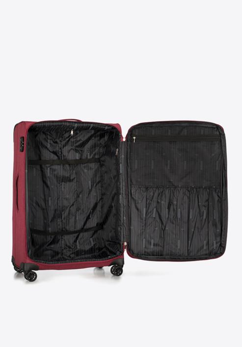 Duża walizka z kolorowym suwakiem, bordowy, 56-3S-503-12, Zdjęcie 5