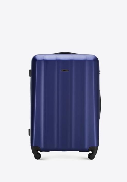 Duża walizka z polikarbonu fakturowana, niebieski, 56-3P-113-86, Zdjęcie 1