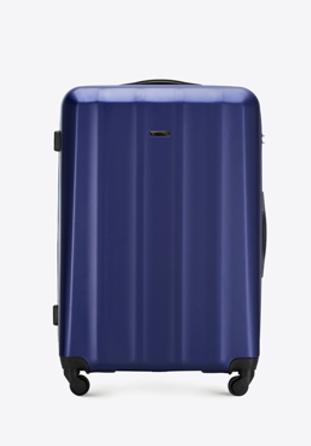 Duża walizka z polikarbonu fakturowana, niebieski, 56-3P-113-90, Zdjęcie 1