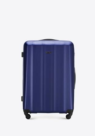 Duża walizka z polikarbonu fakturowana niebieska