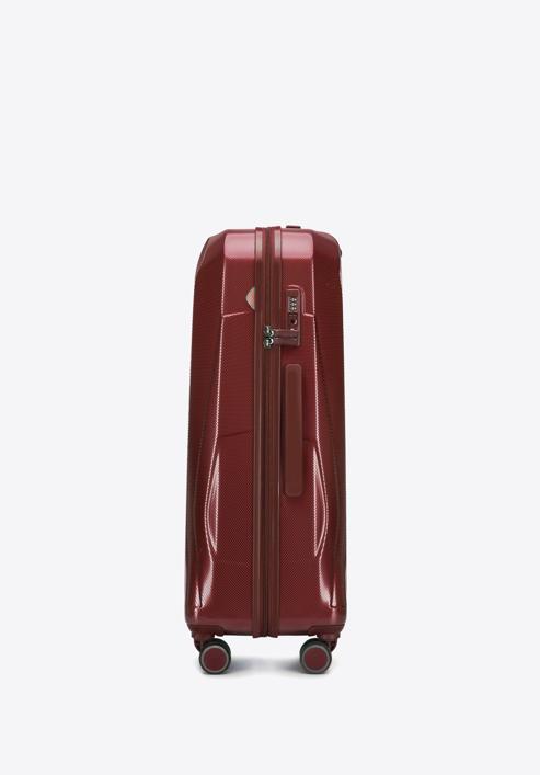 Duża walizka z polikarbonu geometryczna, bordowy, 56-3P-123-11, Zdjęcie 2