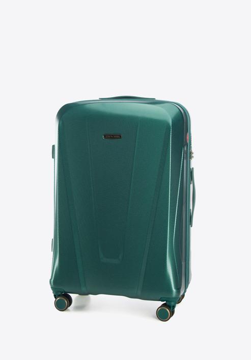 Duża walizka z polikarbonu geometryczna, zielony, 56-3P-123-96, Zdjęcie 4