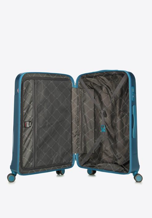 Duża walizka z polikarbonu geometryczna, niebieski, 56-3P-123-96, Zdjęcie 5