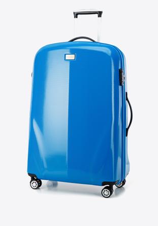 Duża walizka z polikarbonu jednokolorowa, niebieski, 56-3P-573-95, Zdjęcie 1