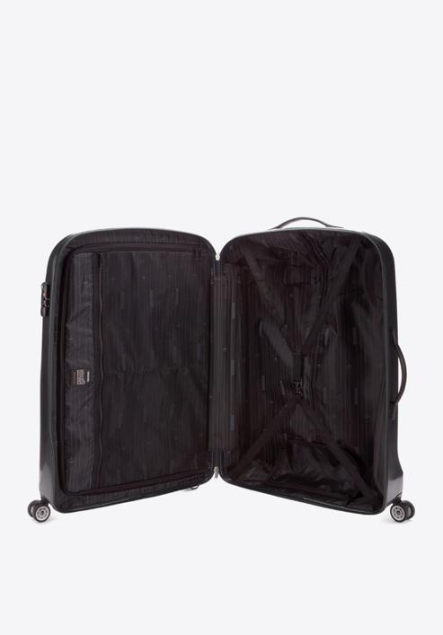 Duża walizka z polikarbonu jednokolorowa, czarny, 56-3P-573-90, Zdjęcie 5