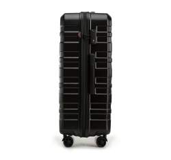 Duża walizka z polikarbonu nowoczesna, czarny, 56-3P-703-1, Zdjęcie 1