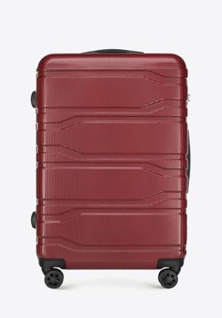 Duża walizka z polikarbonu tłoczona, czerwony, 56-3P-983-31, Zdjęcie 1