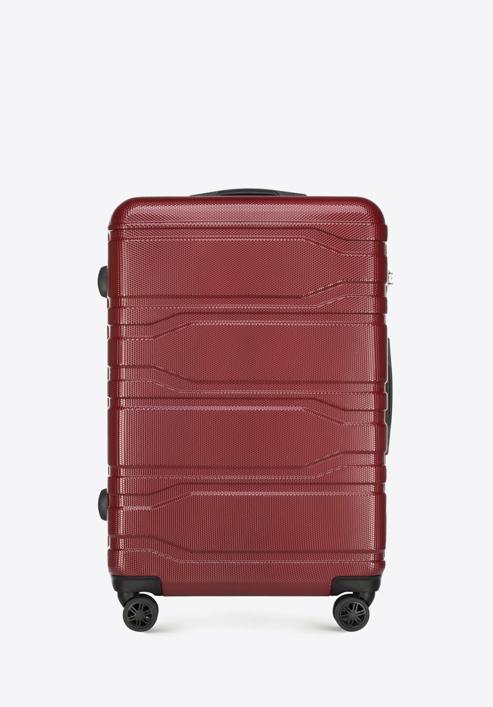 Duża walizka z polikarbonu tłoczona, czerwony, 56-3P-983-91, Zdjęcie 1