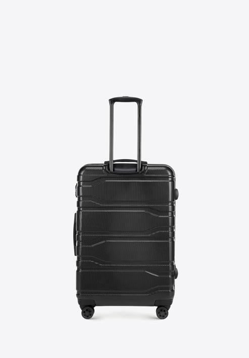 Duża walizka z polikarbonu tłoczona, czarny, 56-3P-983-91, Zdjęcie 3