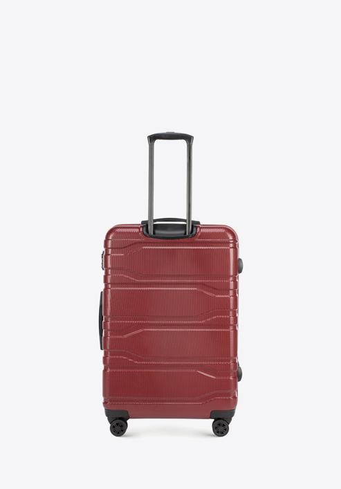Duża walizka z polikarbonu tłoczona, czerwony, 56-3P-983-91, Zdjęcie 3
