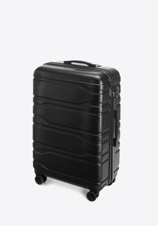 Duża walizka z polikarbonu tłoczona, czarny, 56-3P-983-11, Zdjęcie 1