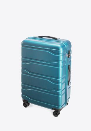 Duża walizka z polikarbonu tłoczona, niebieski, 56-3P-983-96, Zdjęcie 1