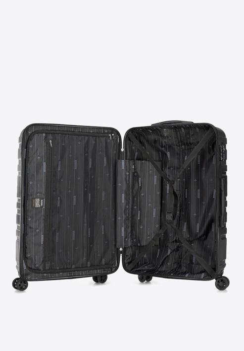 Duża walizka z polikarbonu tłoczona, czarny, 56-3P-983-91, Zdjęcie 5