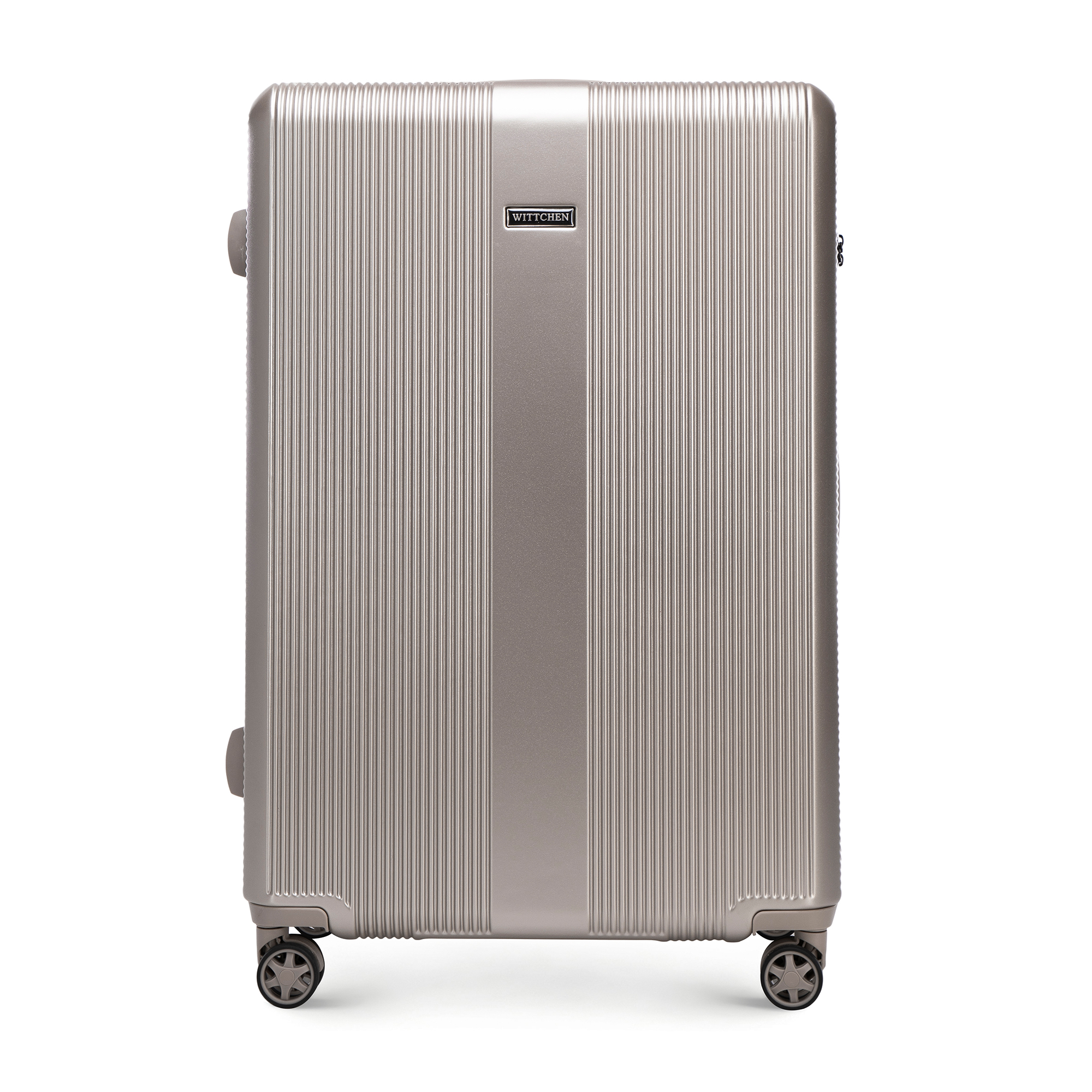 Veľký kufor z polykarbonátu s vertikálnou razbou šampanská farba 56-3P-903-87