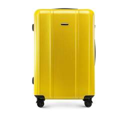 Duża walizka z polikarbonu z pionowymi tłoczeniami, żółty, 56-3P-713-50, Zdjęcie 1