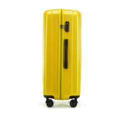 Duża walizka z polikarbonu z pionowymi tłoczeniami, żółty, 56-3P-713-50, Zdjęcie 1