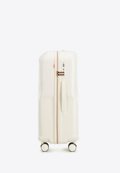 Polycarbonate large cabin case with a rose gold zipper, cream, 56-3P-133-77, Photo 2