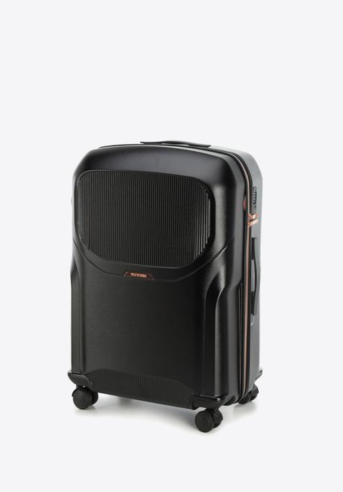 Polycarbonate large cabin case with a rose gold zipper, black, 56-3P-133-77, Photo 4