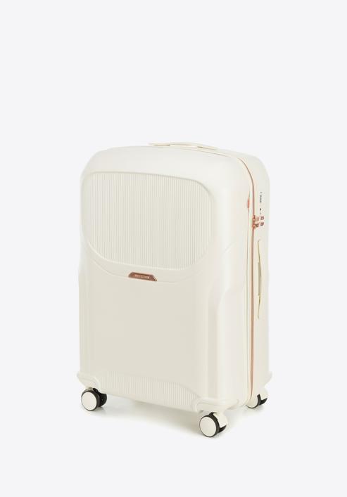 Polycarbonate large cabin case with a rose gold zipper, cream, 56-3P-133-77, Photo 4