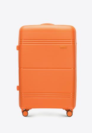Duża walizka z polipropylenu jednokolorowa, pomarańczowy, 56-3T-143-55, Zdjęcie 1